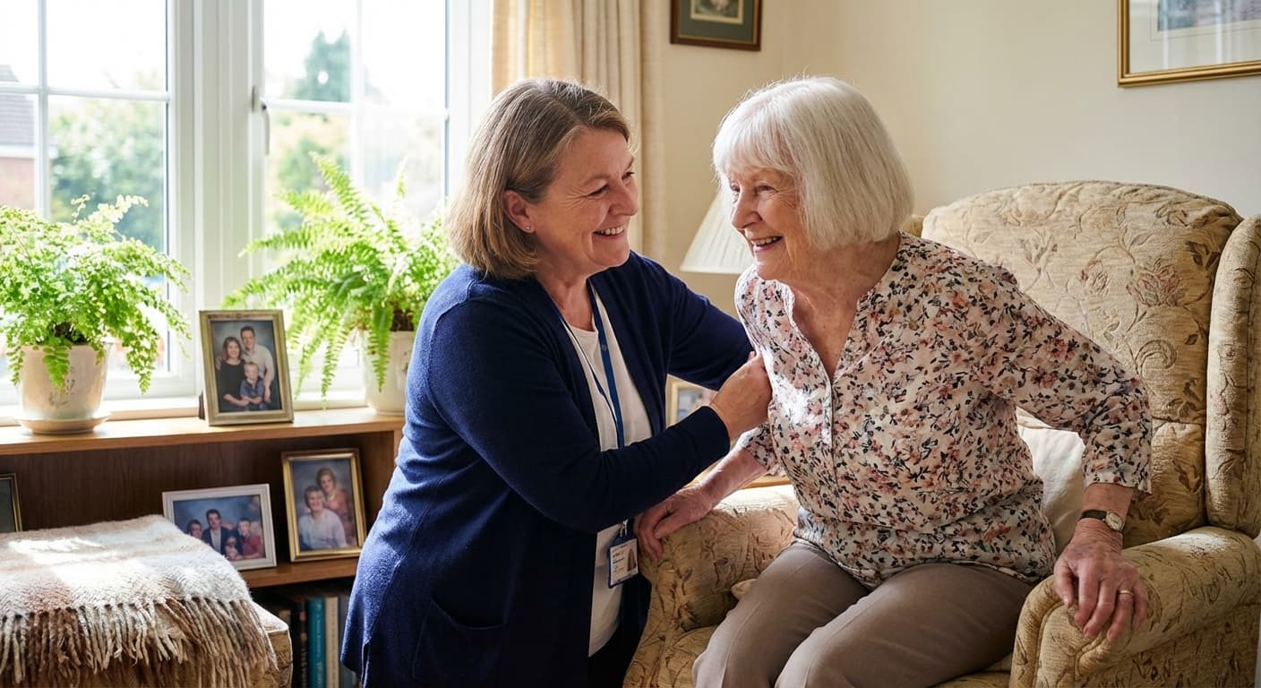 Caregiver assisting a senior at home
